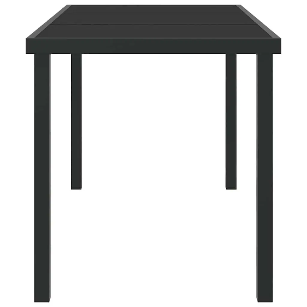 Garden Table Black Metal Frame Tempered Glass 140 x 70 x 73 cm Outdoor Patio