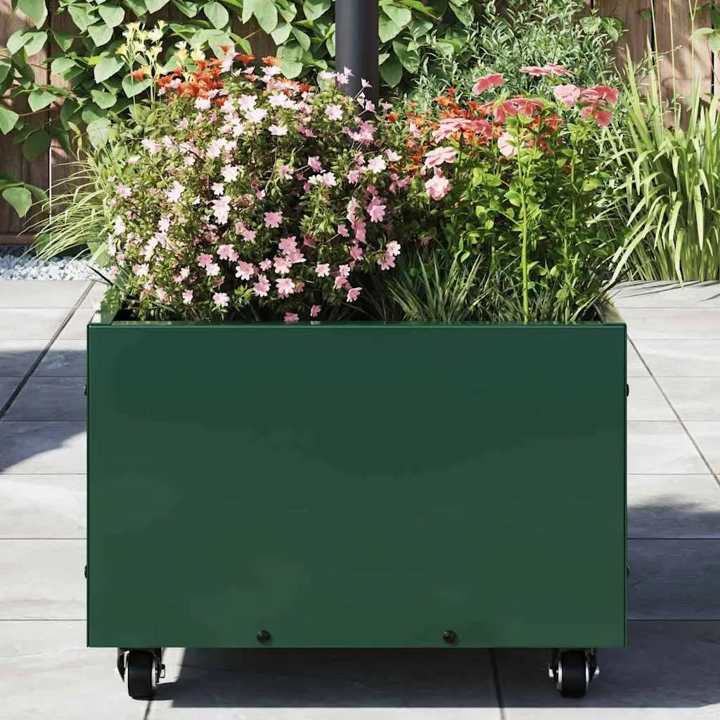 Parasol Base Manual Adjustable 45 x 45 x 45 cm Green Steel Wheeled Umbrella Stand