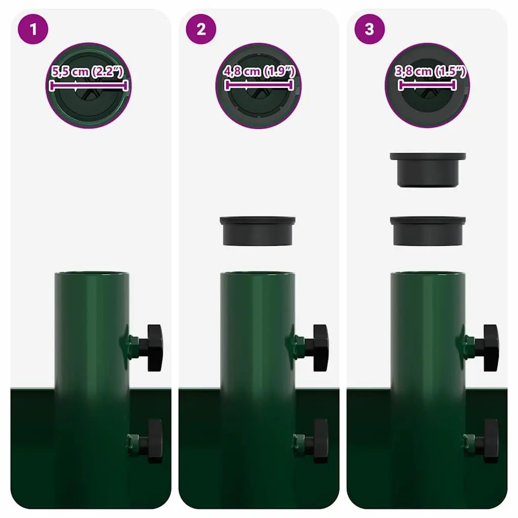 Parasol Base Manual Adjustable 45 x 45 x 45 cm Green Steel Wheeled Umbrella Stand