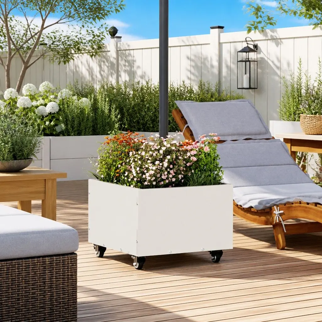Parasol Base Manual White Steel 45 x 45 x 45 cm Outdoor Umbrella Stand
