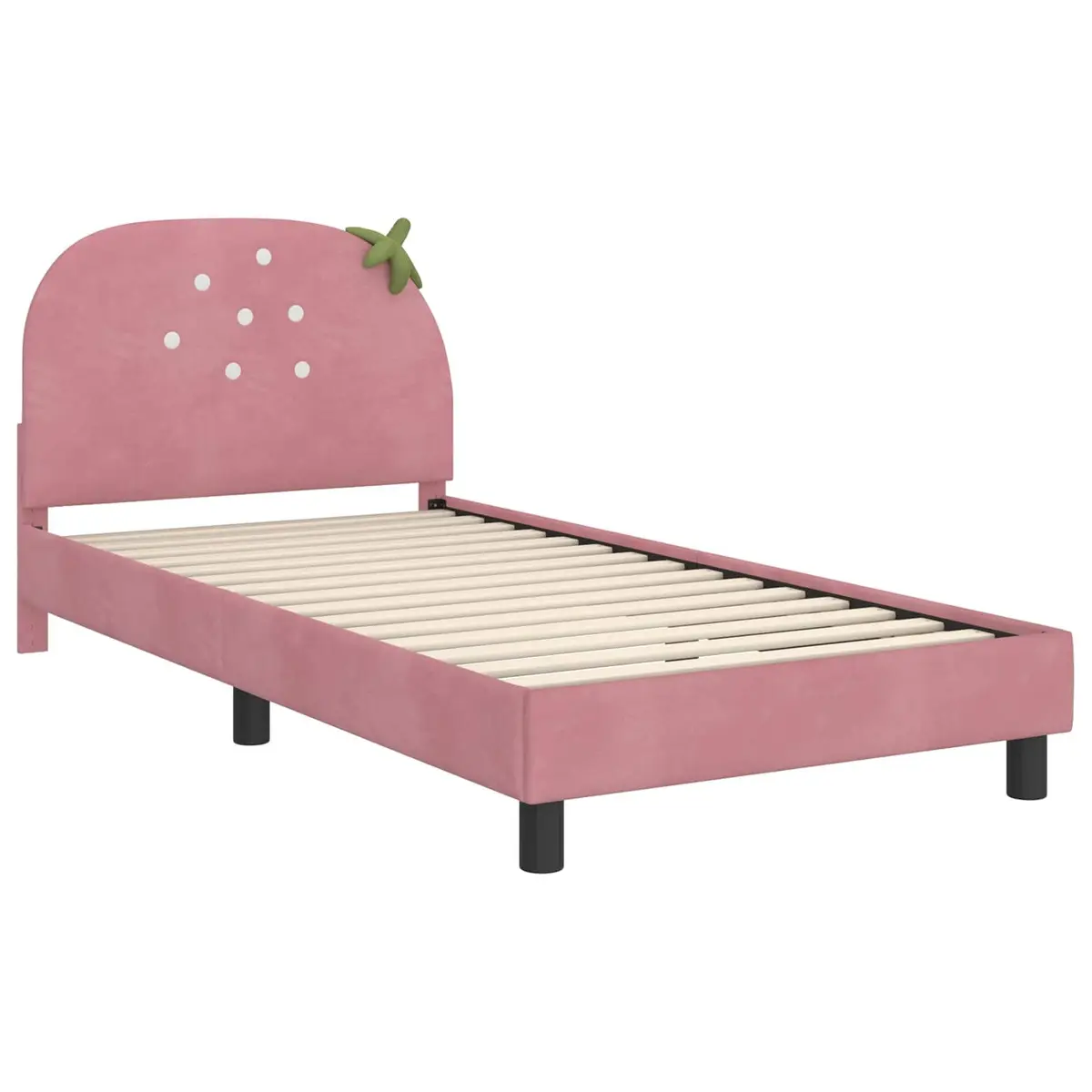 Kids Bed Frame with Headboard 90 x 190 cm Pink Velvet Bedroom Furniture
