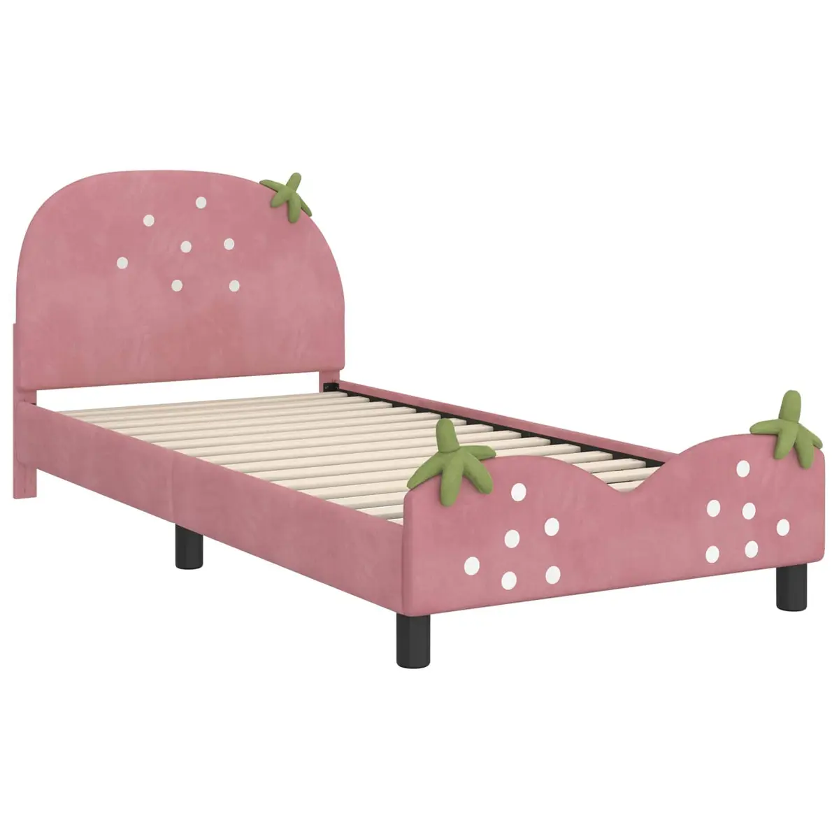 Kids Bed Frame with Headboard Pink 90 x 190 cm Velvet Upholstered Children's