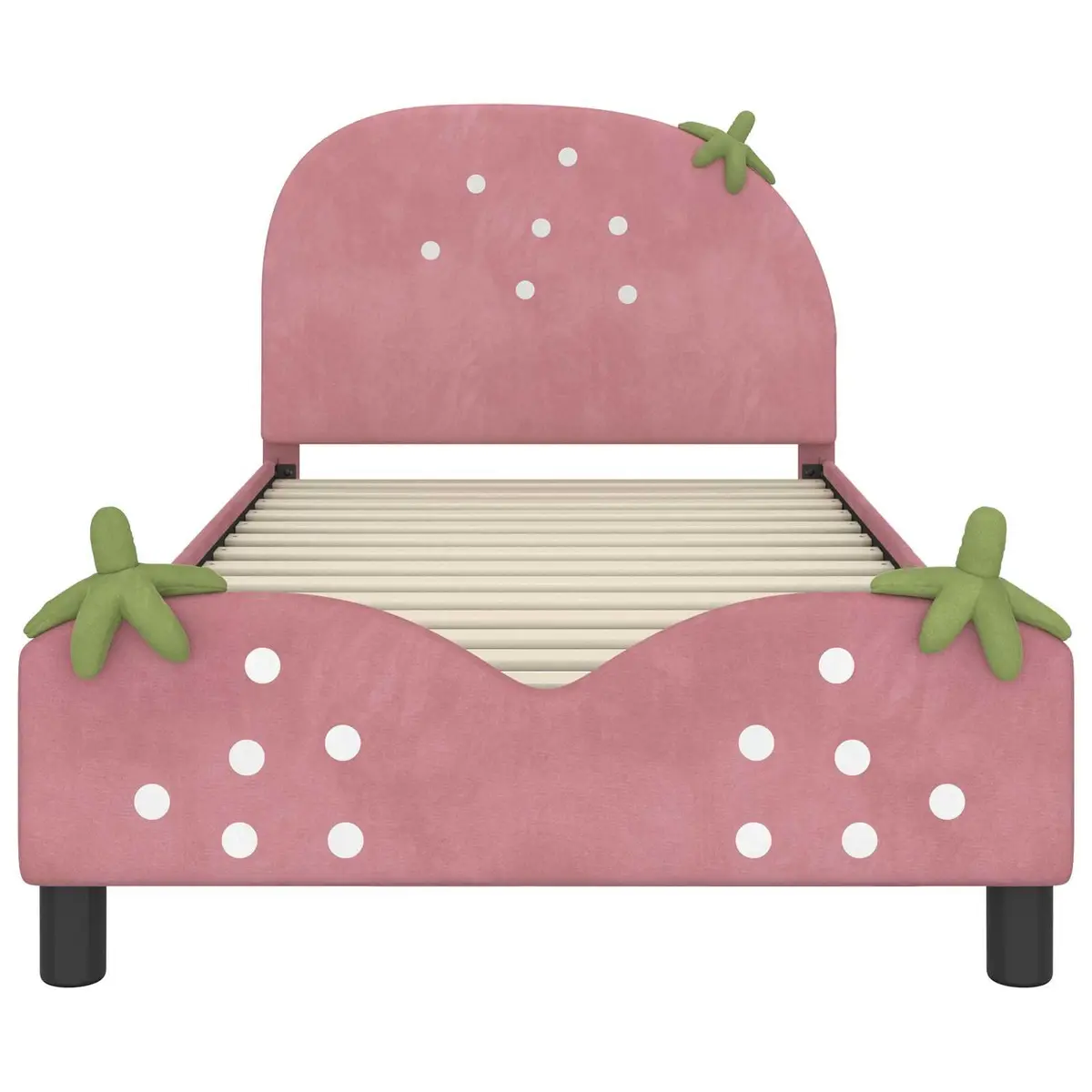 Kids Bed Frame with Headboard Pink 90 x 190 cm Velvet Upholstered Children's