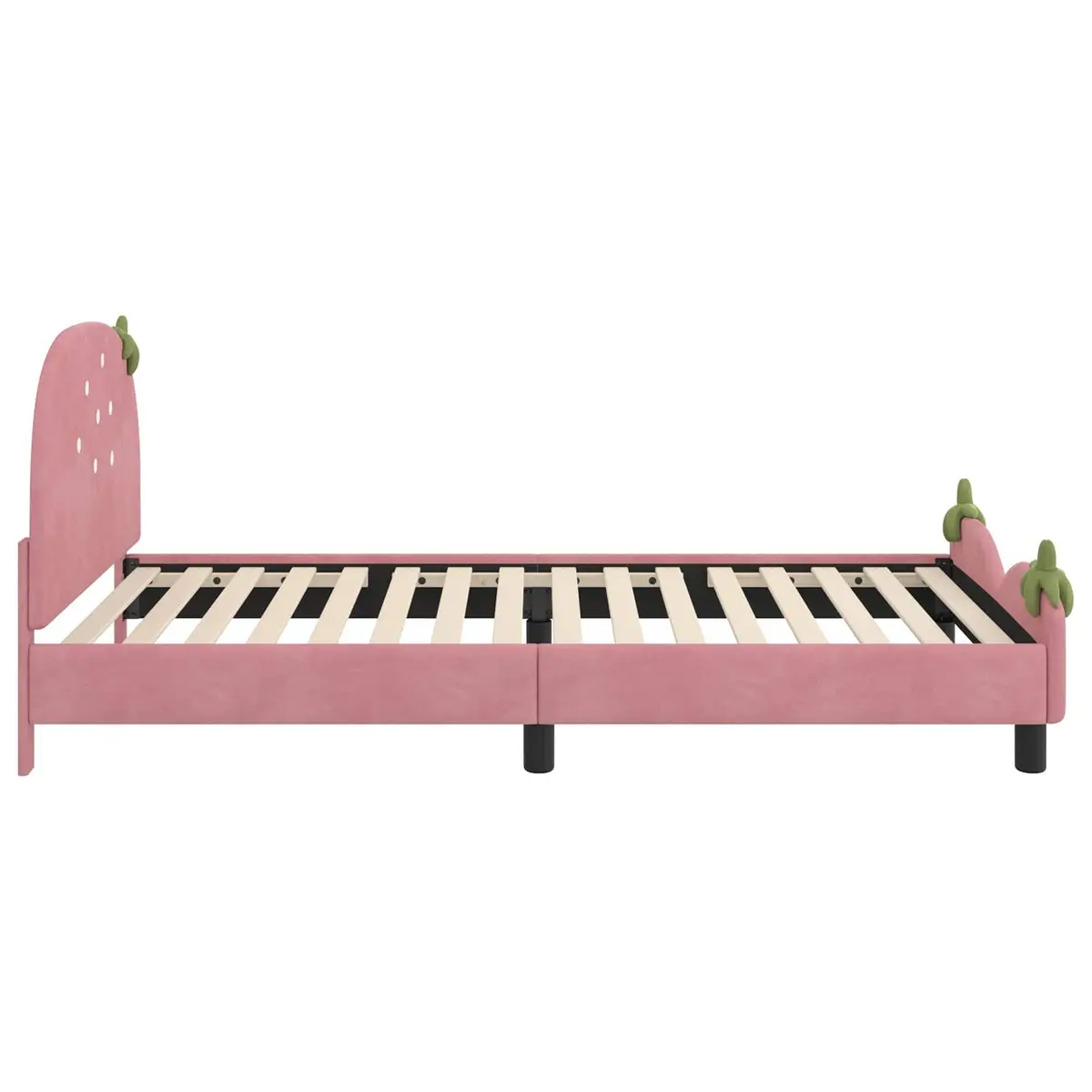 Kids Bed Frame with Headboard Pink 90 x 190 cm Velvet Upholstered Children's