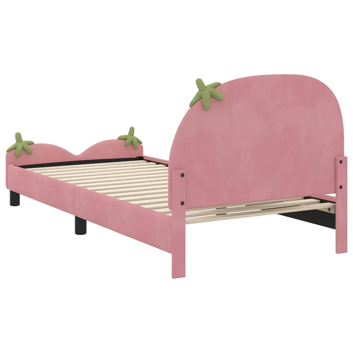 Kids Bed Frame with Headboard Pink 90 x 190 cm Velvet Upholstered Children's