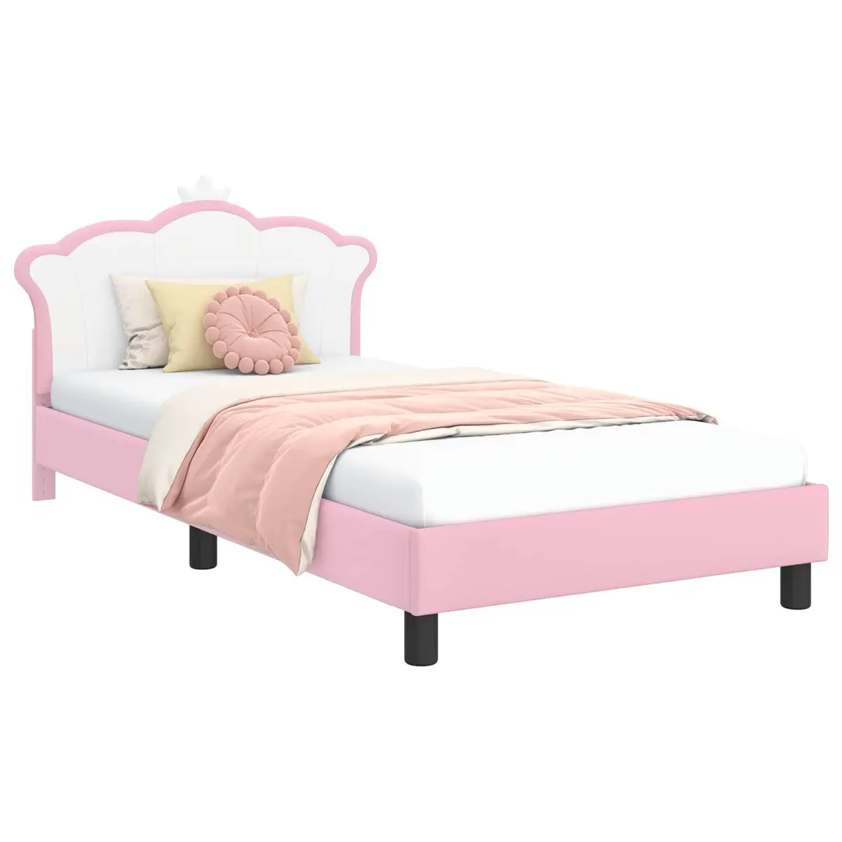 Kids Bed Frame with Headboard Pink 90 x 190 cm Modern Bedroom Furniture