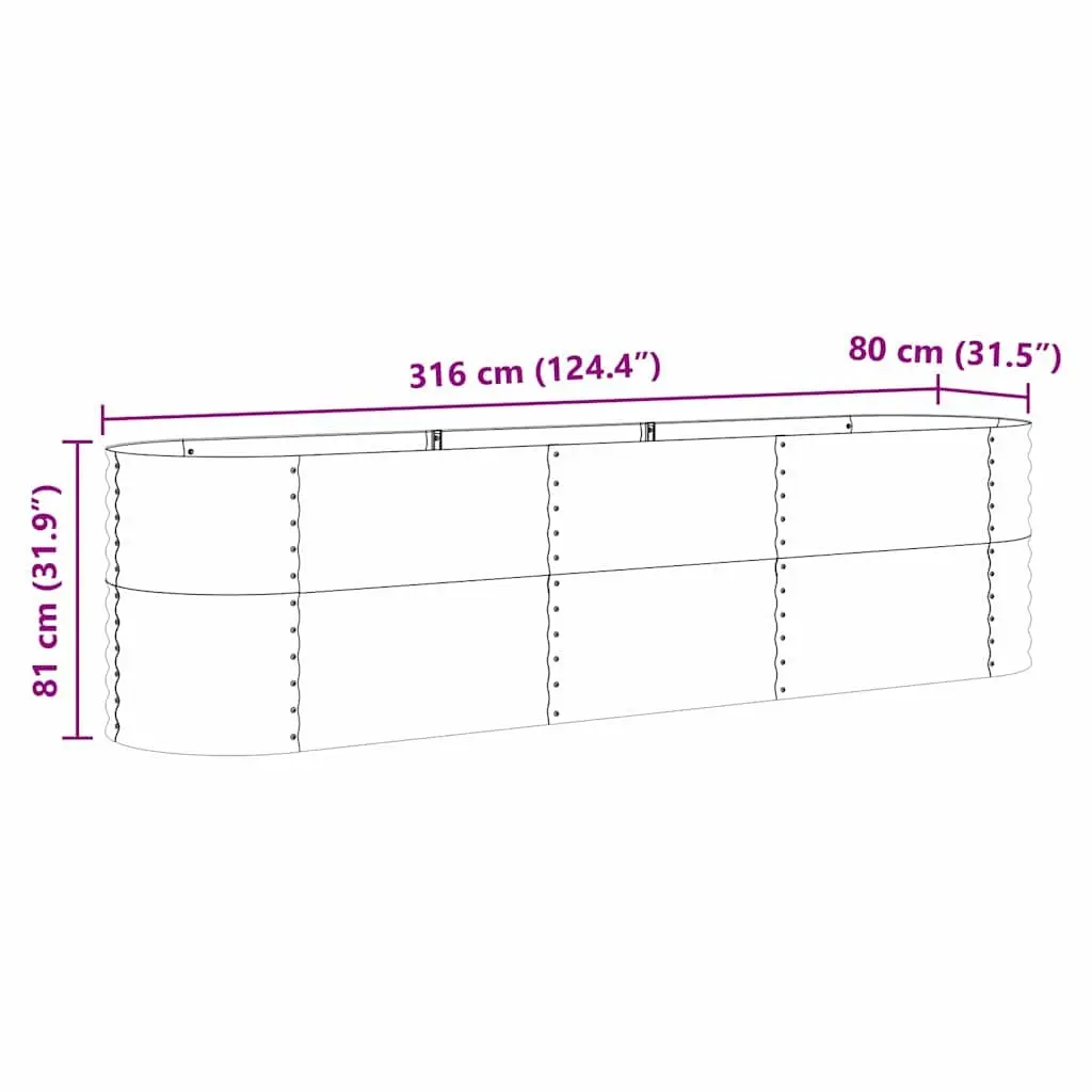 Raised Garden Bed 320x80x81cm Brown Steel Outdoor Planter Box Modern Design