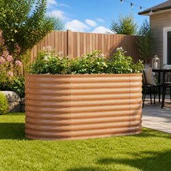 User-Friendly Brown Steel Raised Garden Bed 160x80x81cm