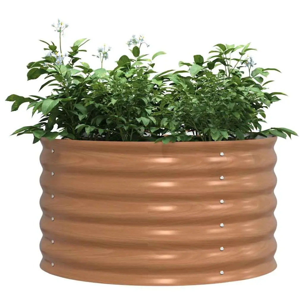 Raised Garden Bed Steel Frame Outdoor Planter Modern Minimalist 80x80x44cm Brown