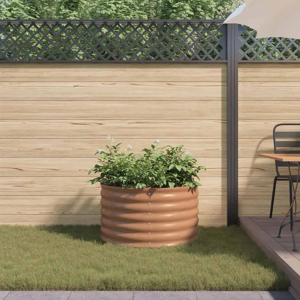 Raised Garden Bed Steel Frame Outdoor Planter Modern Minimalist 80x80x44cm Brown
