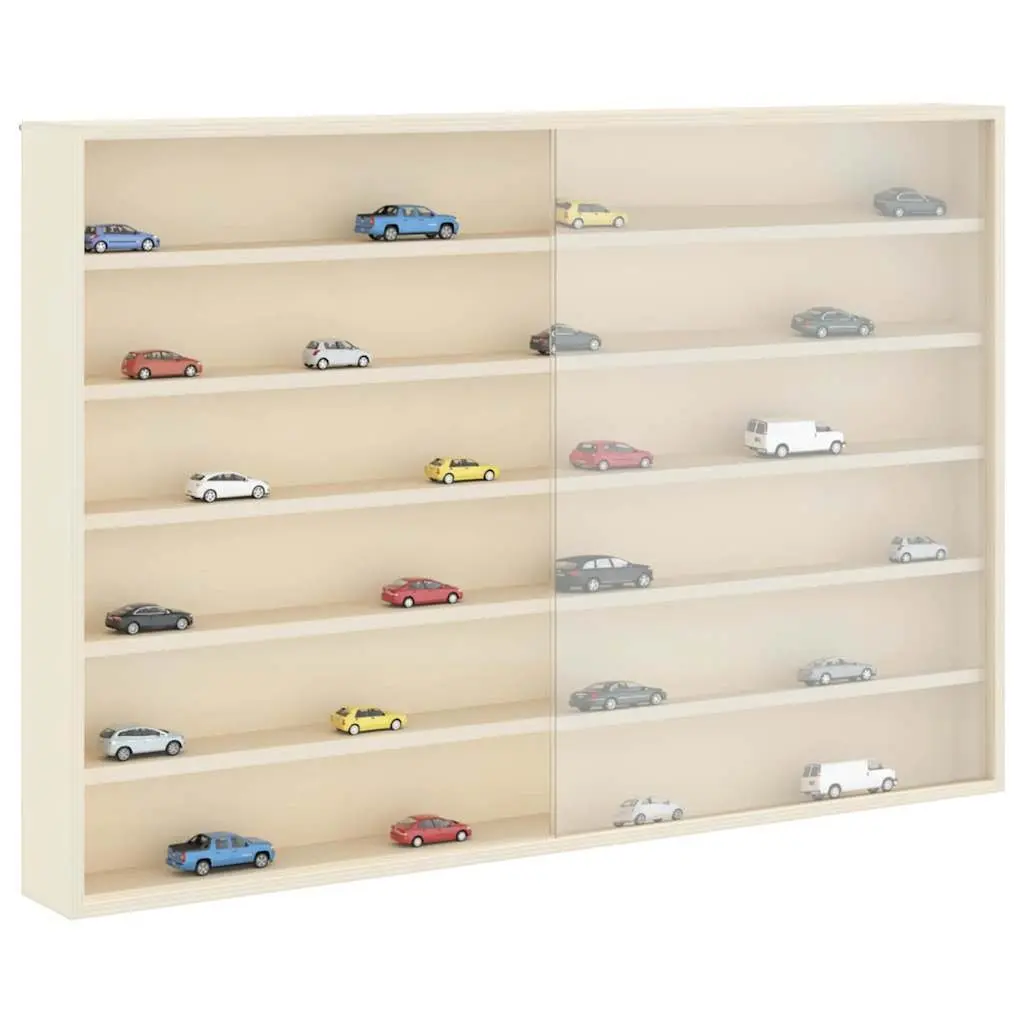 Wall Display Case Beige 80 x 8.5 x 54 cm Sliding Doors