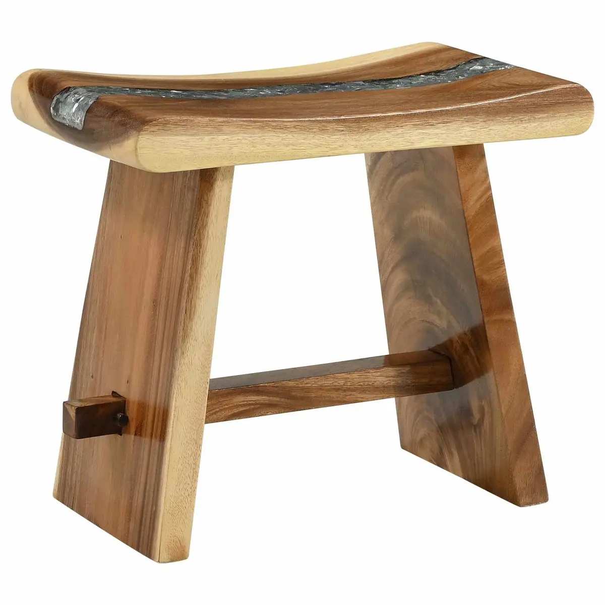 Shower Stool Handmade Solid Wood Natural Brown Indoor Seating 50 x 30 x 44 cm