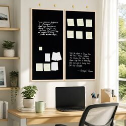 Bulletin Board Folding Square Black 80x80cm Pine Wood Office Display Memo
