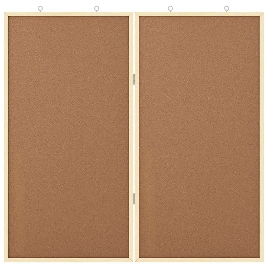 Folding Bulletin Board Brown 80x80cm Solid Pine Wood Office Display Wall Mount