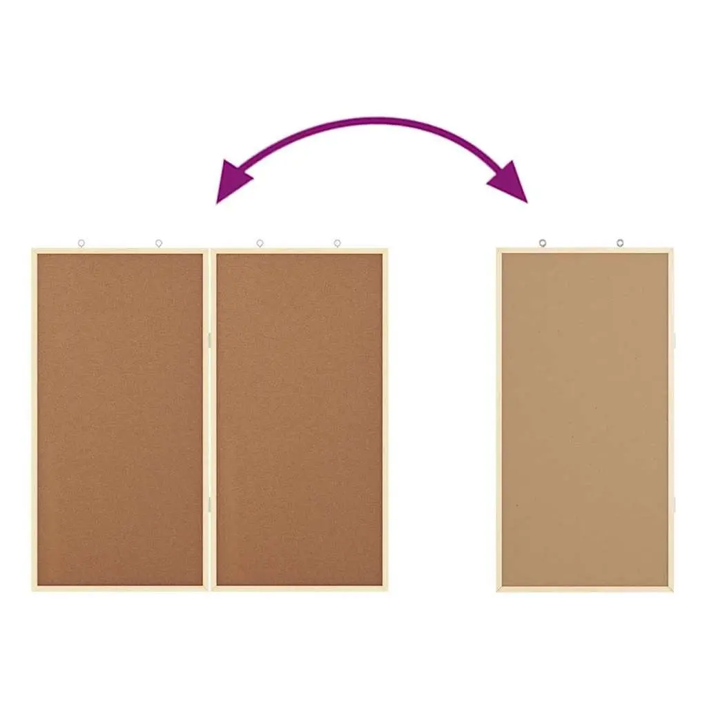 Folding Bulletin Board Brown 80x80cm Solid Pine Wood Office Display Wall Mount