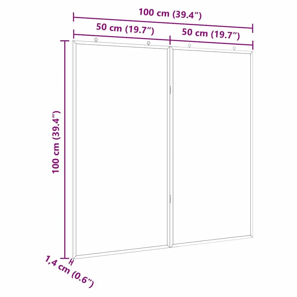 Bulletin Board Folding Square Brown 100x100cm Pine Wood Office Display