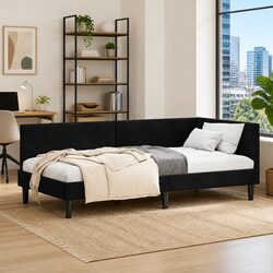 Your Friendly Corner Bed Frame Sofa in Black 90cm x 190cm