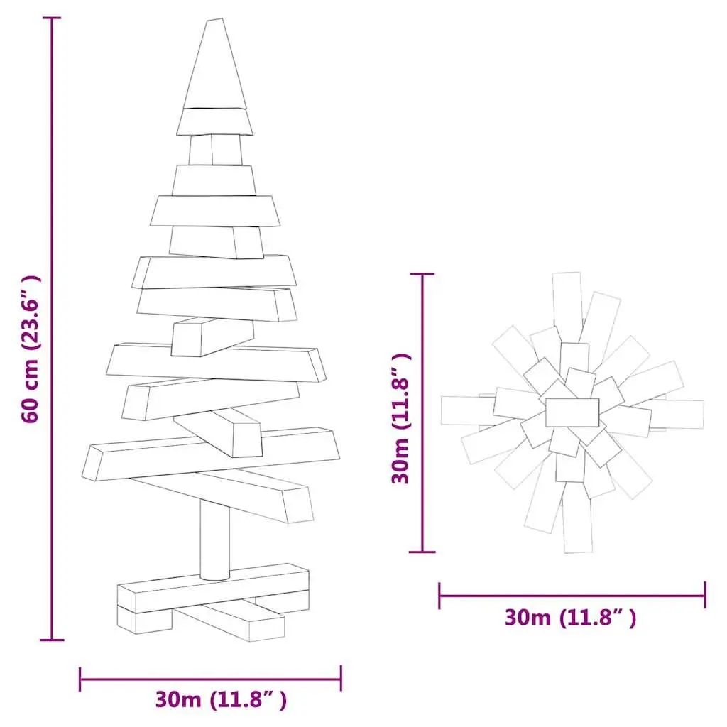 Wooden Christmas Tree 60cm Brown Pine Stand Holiday Seasonal Home Garden Decor