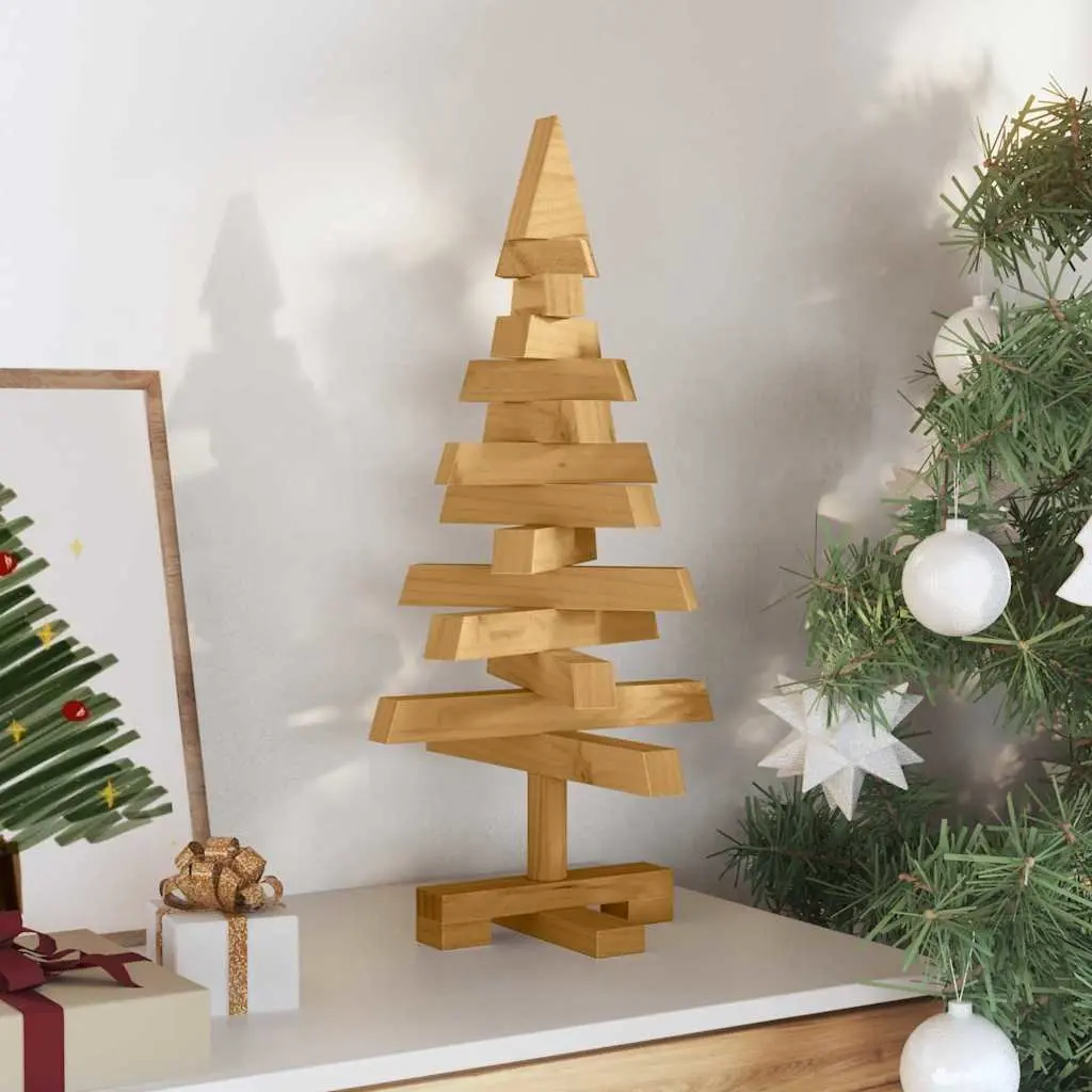 Wooden Christmas Tree 60cm Brown Pine Stand Holiday Seasonal Home Garden Decor
