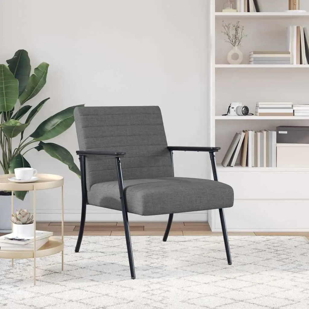 Armchair Grey Fabric Ergonomic Lounge Chair Compact Size