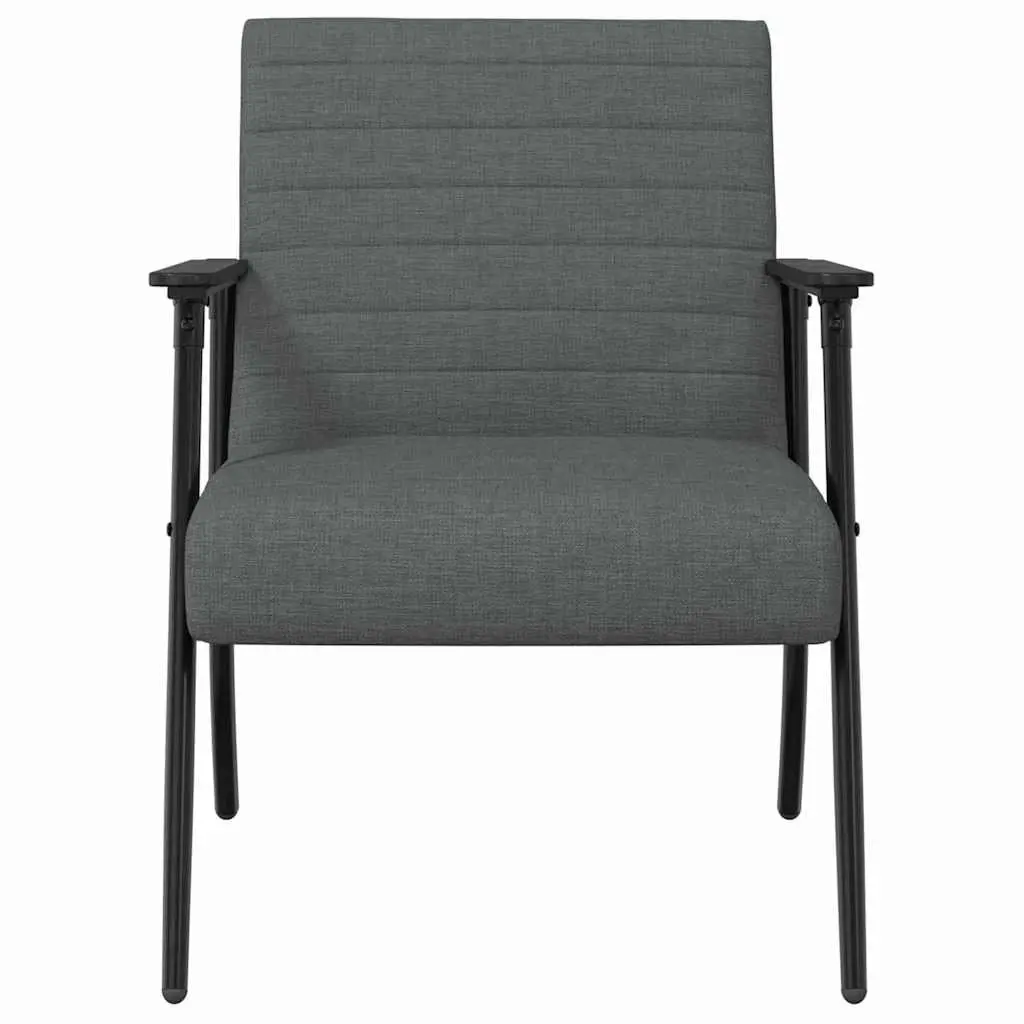 Armchair Grey Fabric Ergonomic Lounge Chair Compact Size