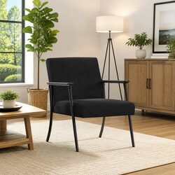 Black Velvet Armchair Modern Living Room Bedroom Lounge Chair Comfortable