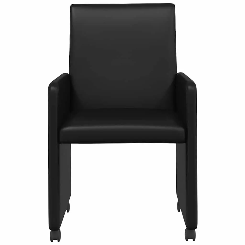 Dining Chairs with Wheels 2 pcs Black Kitchen Room Seating Furniture Set