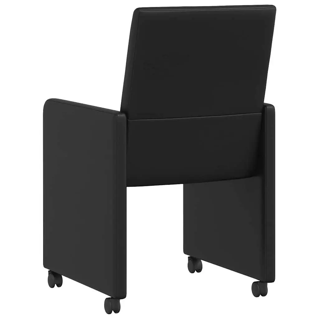 Dining Chairs with Wheels 2 pcs Black Kitchen Room Seating Furniture Set