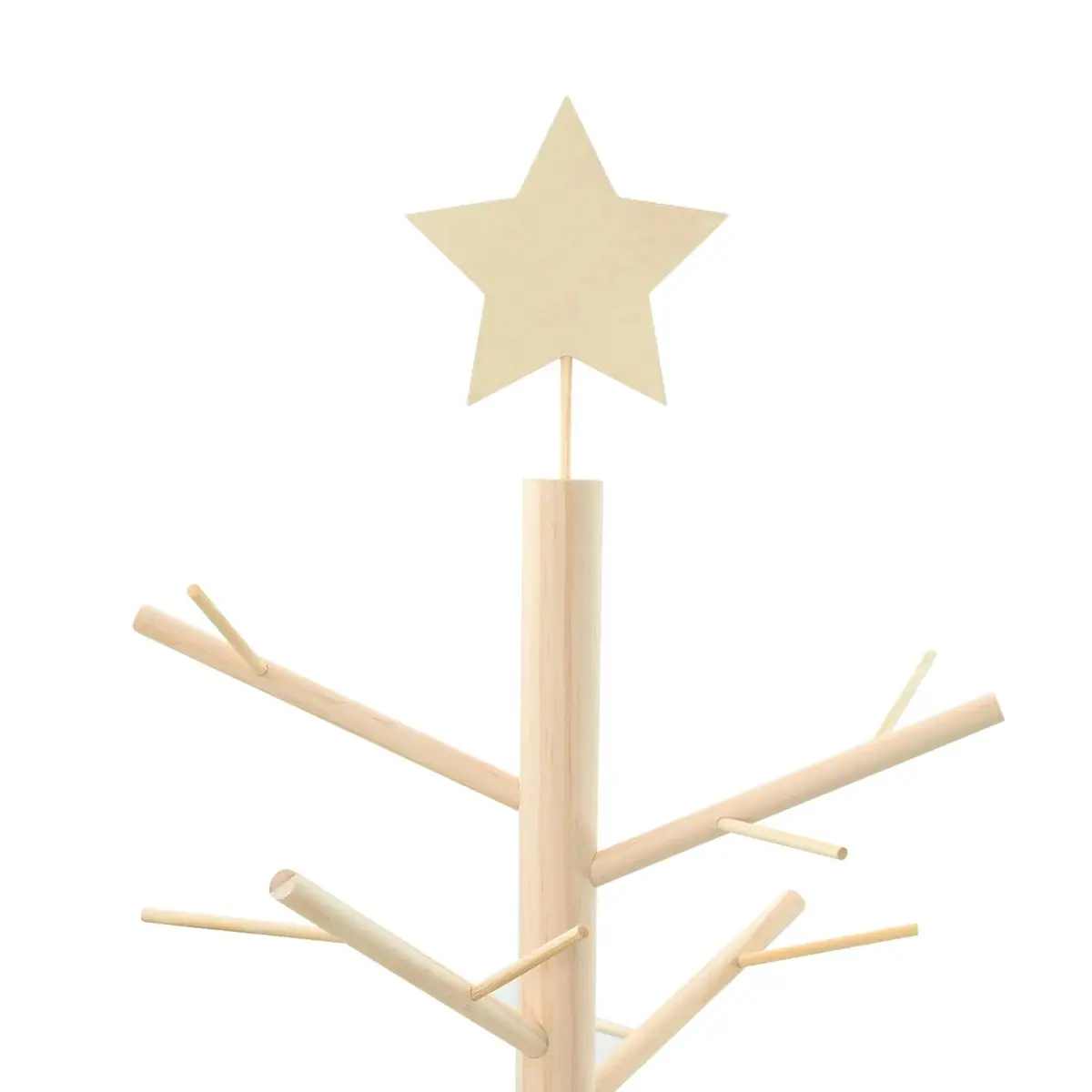 Wooden Christmas Tree with Stand Natural 180cm Indoor Holiday Seasonal