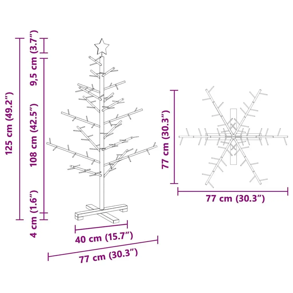 125cm Wooden Christmas Tree in Brown