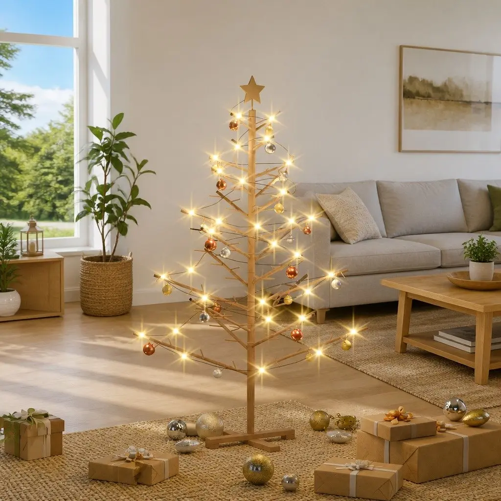 Wooden Christmas Tree Modern Minimalist 150cm Brown