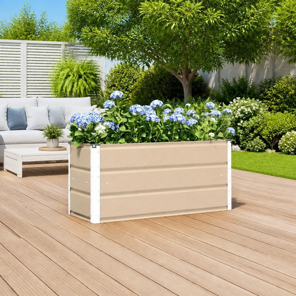 Steel Planter Ivory 100x40x45cm Indoor Outdoor Decorative Pot