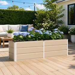 Planter Steel Ivory 160 x 40 x 45 cm Garden Patio Indoor Outdoor Pot Container