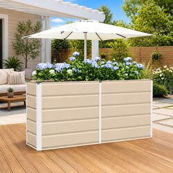 Steel Planter Ivory 160 x 40 x 75 cm Indoor Outdoor Garden Pots Large Container