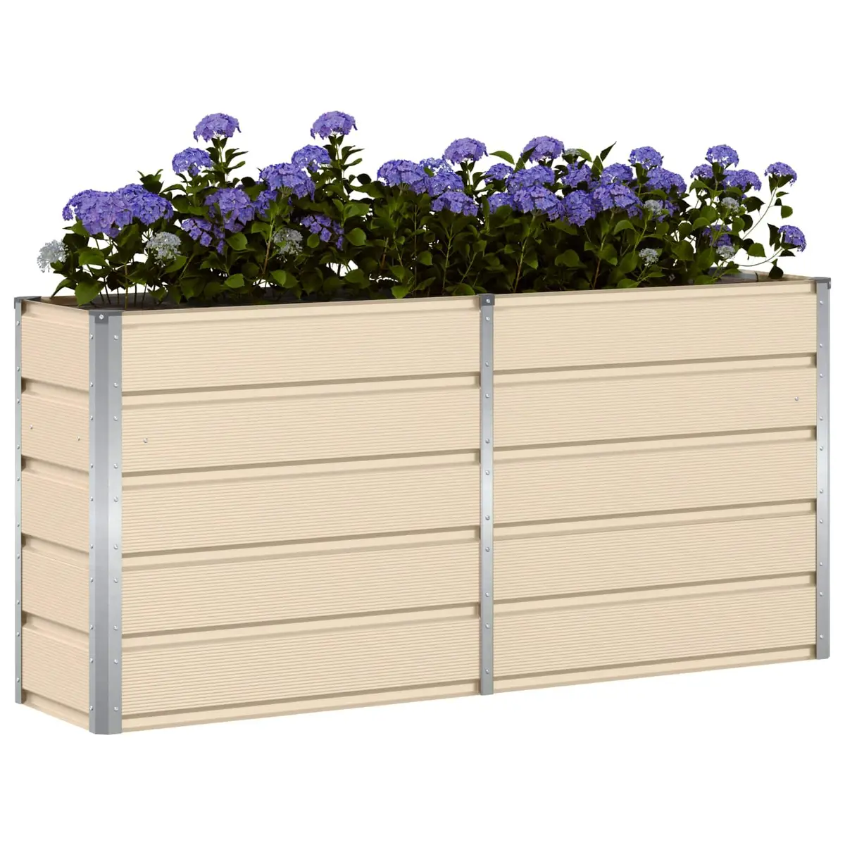 Steel Planter Modern Minimalist Ivory 160 x 40 x 75 cm Indoor Outdoor Garden Pots Large Container