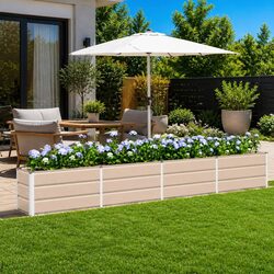 Steel Planter Ivory 320x40x45cm Indoor Outdoor Garden Patio Pot Modern Design