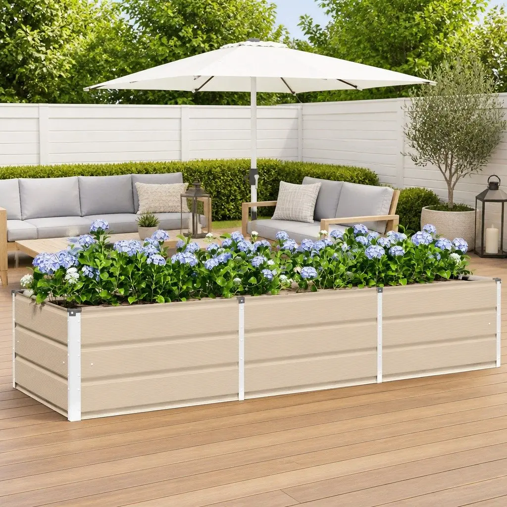 Steel Planter Minimalist Ivory 240x80x45cm