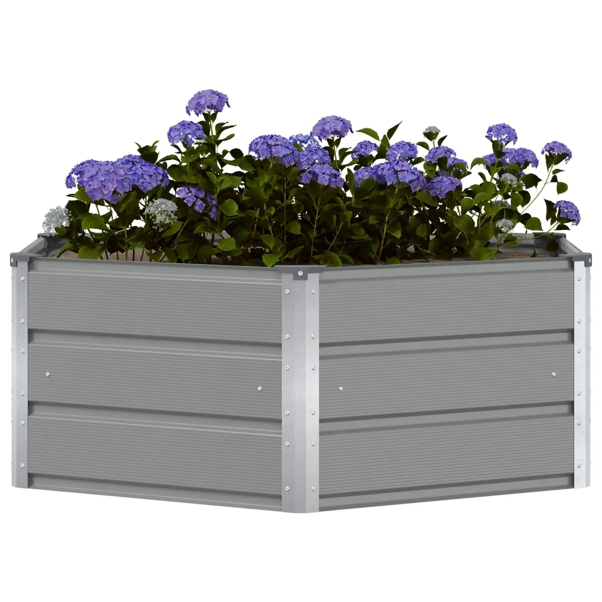 Hexagon Steel Planter Light Grey 129x129x45cm Outdoor Pot