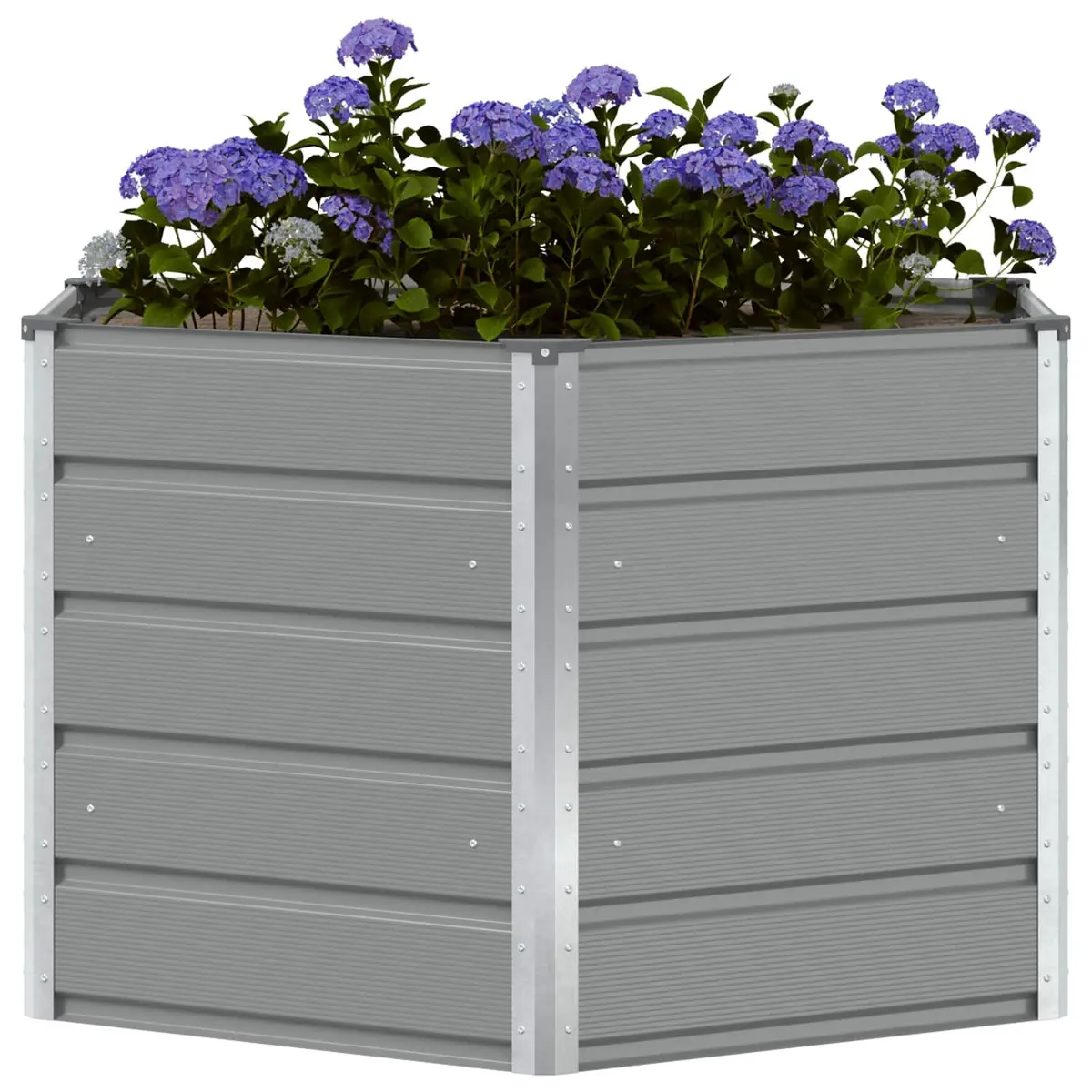 Hexagon Steel Planter Light Grey 129x129x75cm Outdoor Garden Flower Pot