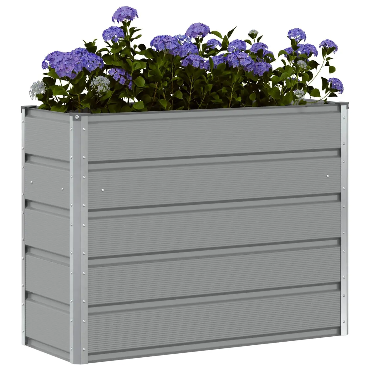 Planter Light Grey Steel Indoor Outdoor Garden Patio Container 100 x 40 x 75 cm