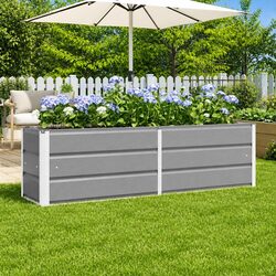 Planter Light Grey Steel Garden Outdoor Indoor Pot Large Modern Design 160cm