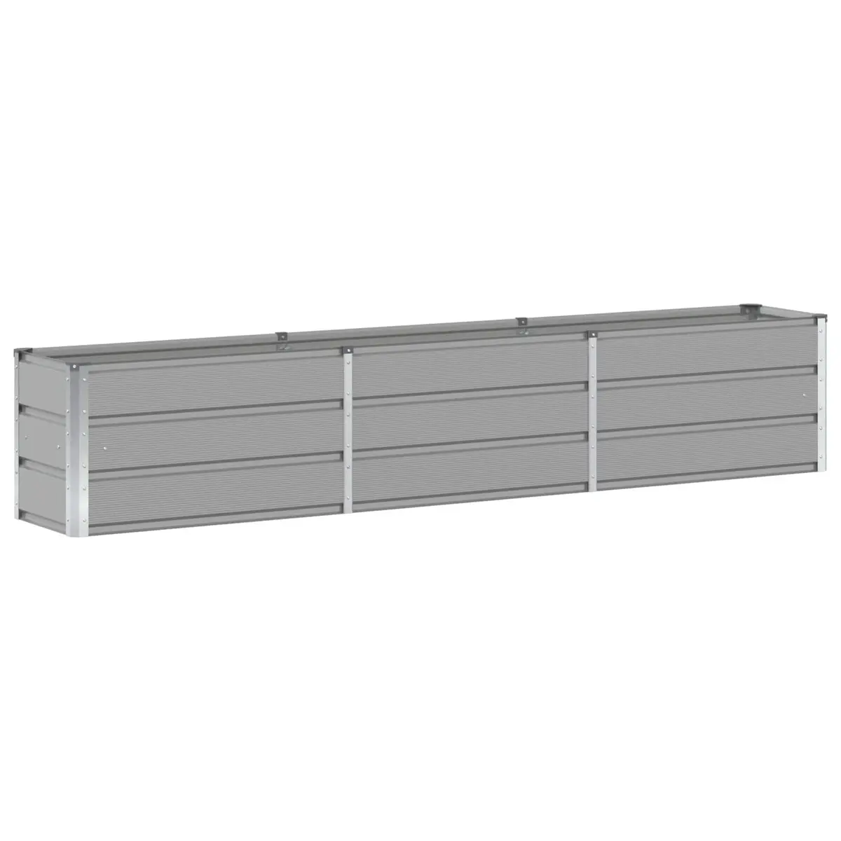 Steel Garden Planter Light Grey 240x40x45cm Indoor Outdoor