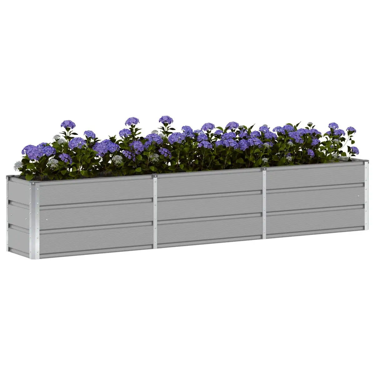 Steel Garden Planter Light Grey 240x40x45cm Indoor Outdoor