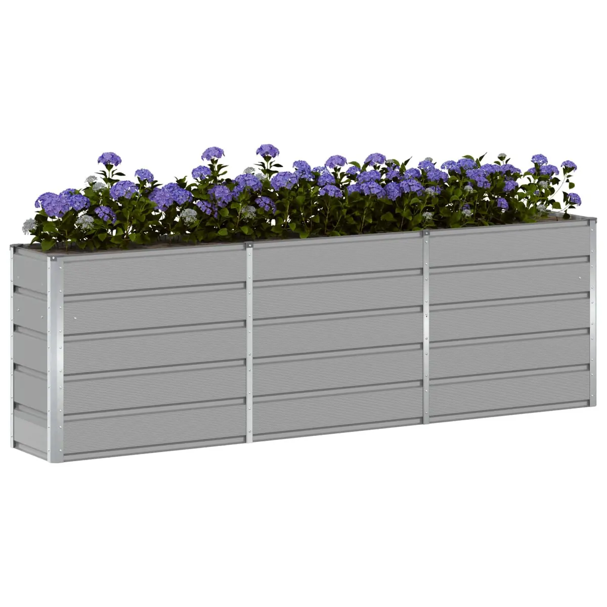 Steel Garden Planter Light Grey 240x40x75cm Indoor Outdoor