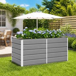 Planter Light Grey 160 x 80 x 75 cm Garden Terrace Indoor Outdoor Modern Steel
