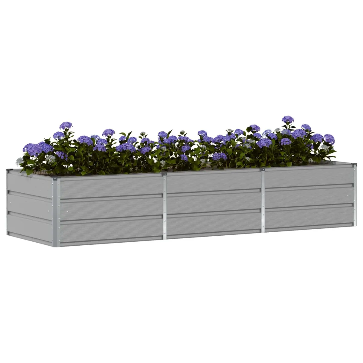 Large Garden Planter Steel Light Grey 240 x 80 x 45 cm Modern Flower Pot Outdoor