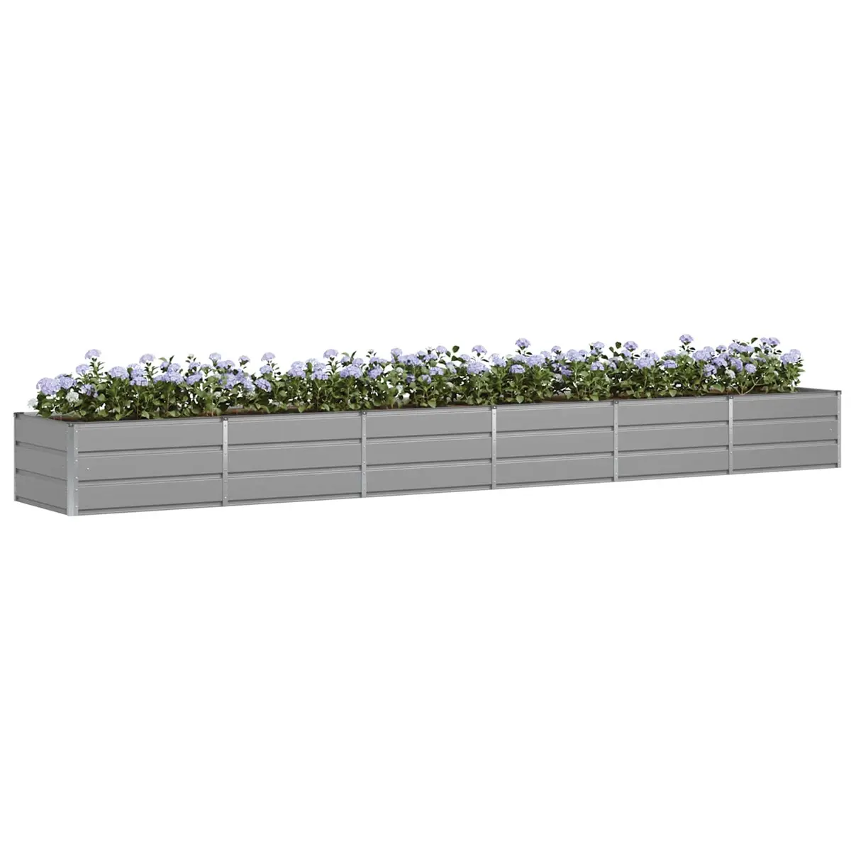 Planter Light Grey Steel 480x80x45cm Contemporary Garden Terrace Indoor Outdoor Pot