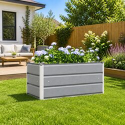 Welcome to Your New Light Grey Steel Planter, 100 x 50 x 45 cm