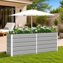 Your New Light Grey Steel Planter Awaits: 195cm x 50cm x 75cm