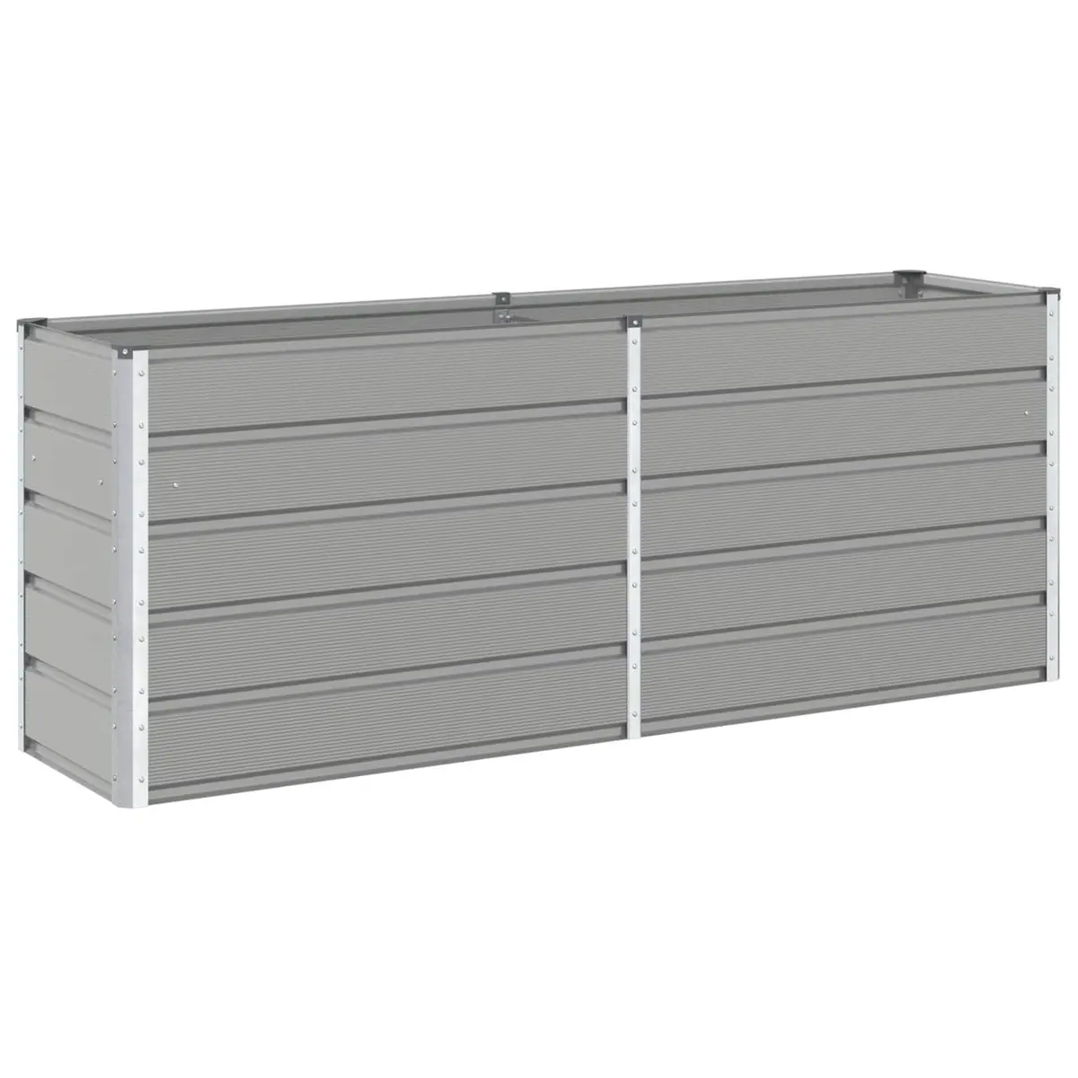 Steel Planter Light Grey 195cm x 50cm x 75cm Galvanised Garden Outdoor